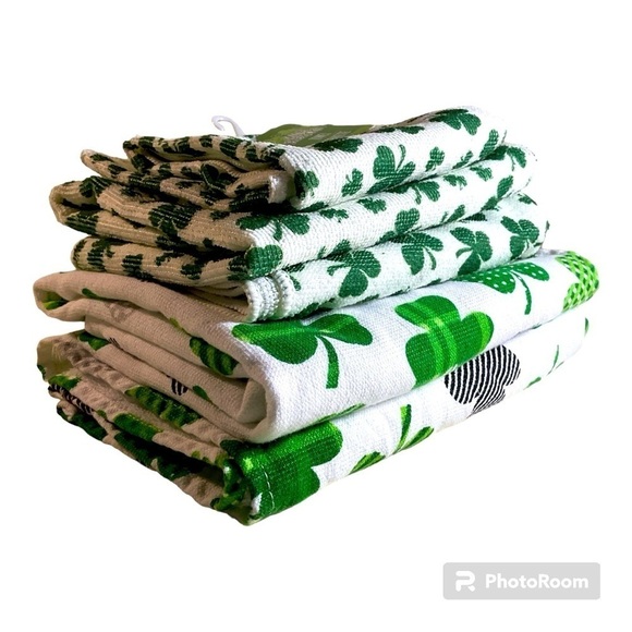 🎄Shamrock dish towels bundle of 5 - Picture 1 of 6